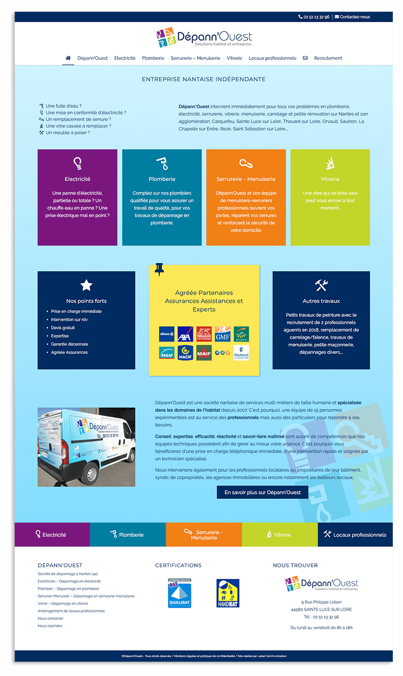 Création du site internet de Dépann'Ouest - Agence web - Label Site Nantes
