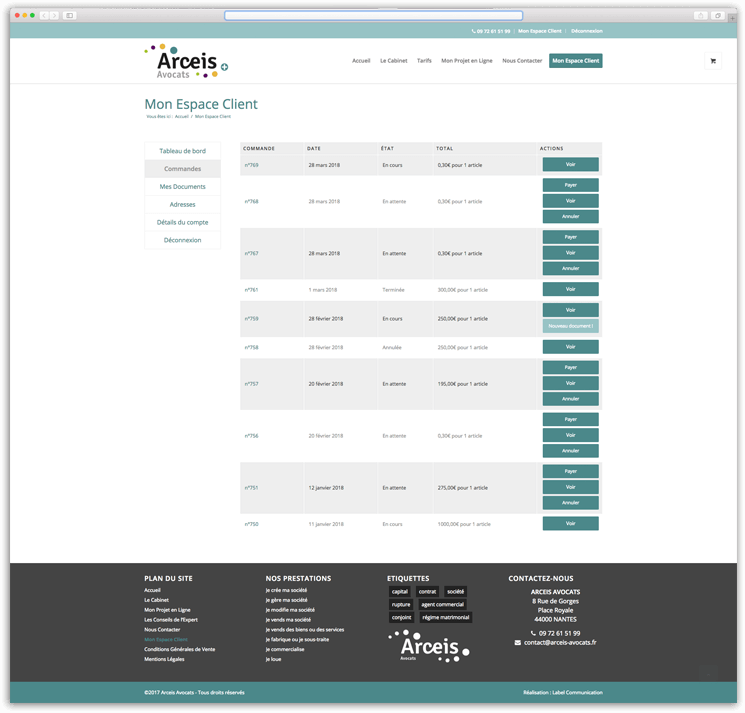 Création du site internet d'Arceis Avocats - Agence web - Label Site Nantes