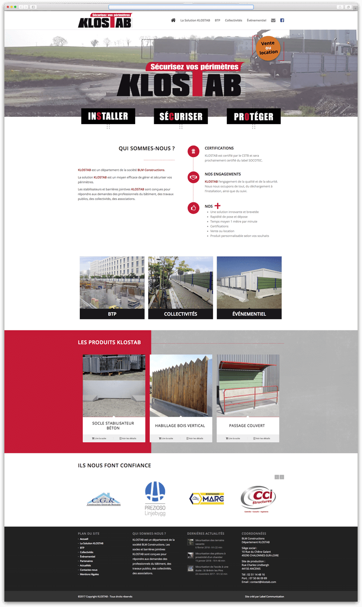 Création du site internet de Klostab - Agence web - Label Site Nantes