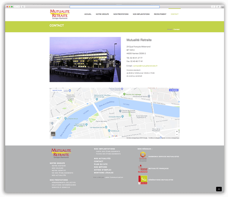 Création du site internet de Mutualité Retraite - Agence web - Label Site Nantes