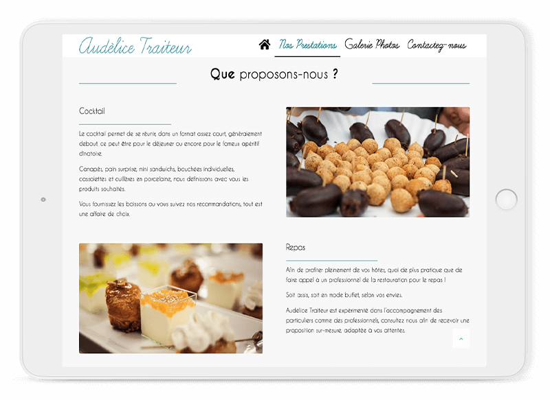 Création du site internet d'Audélice Traiteur - Agence web - Label Site Nantes