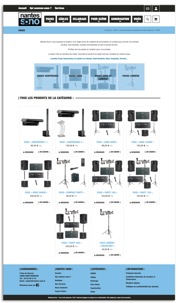Création du site internet de Nantes Sono - Agence web - Label Site Nantes