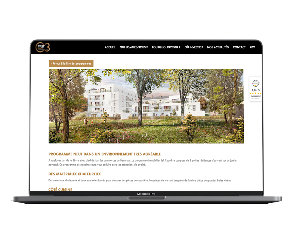 Création du site internet de C3 Invest' - Agence web - Label Site Nantes